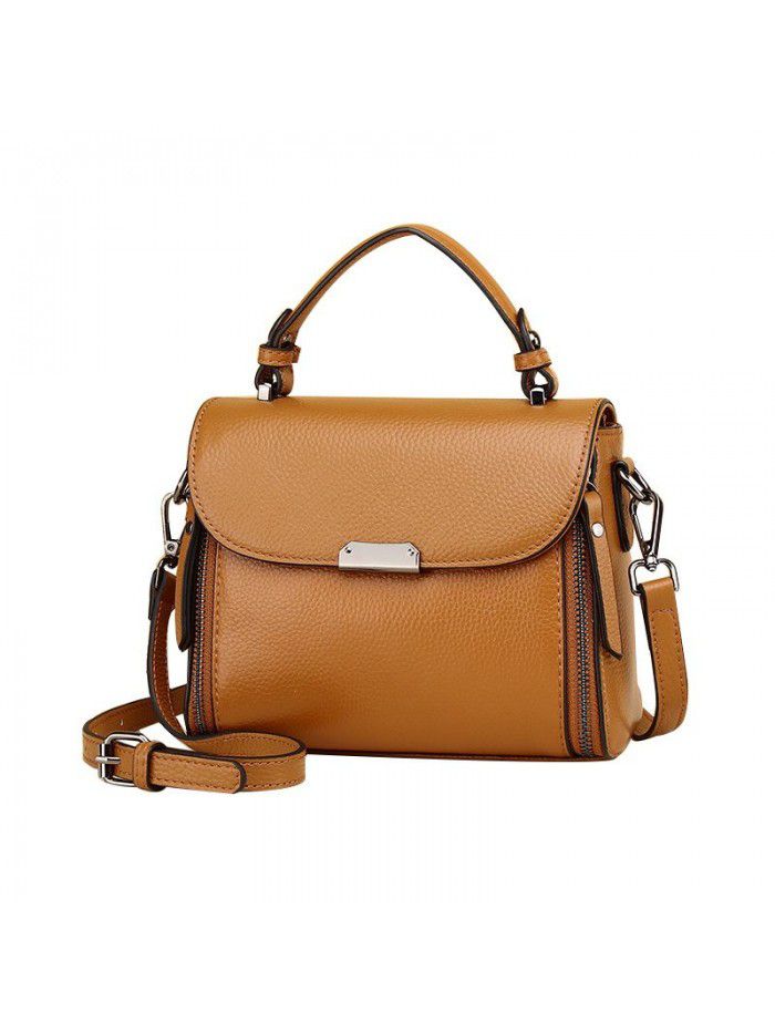 Bag women's leather new 2021 fashion handbag top layer cowhide One Shoulder Messenger Bag trend small square bag 3018