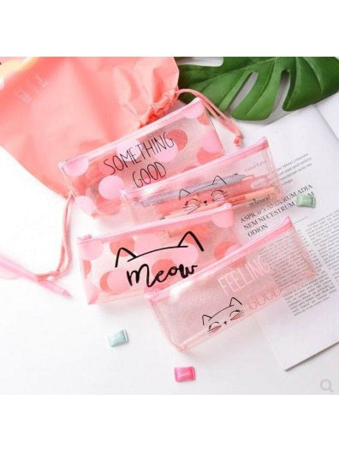 Korean new girl pink pencil bag cute large capacity pencil bag small fresh girl stationery bag