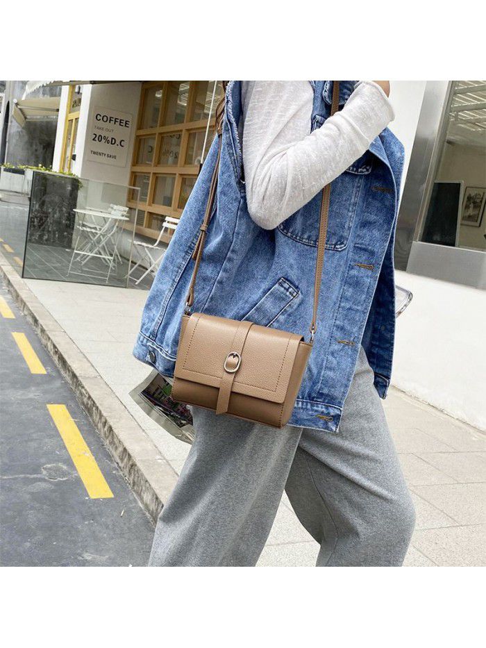 Bag women's fashion leather bag 2021 new single shoulder bag head layer cowhide small square bag net red messenger bag 7705