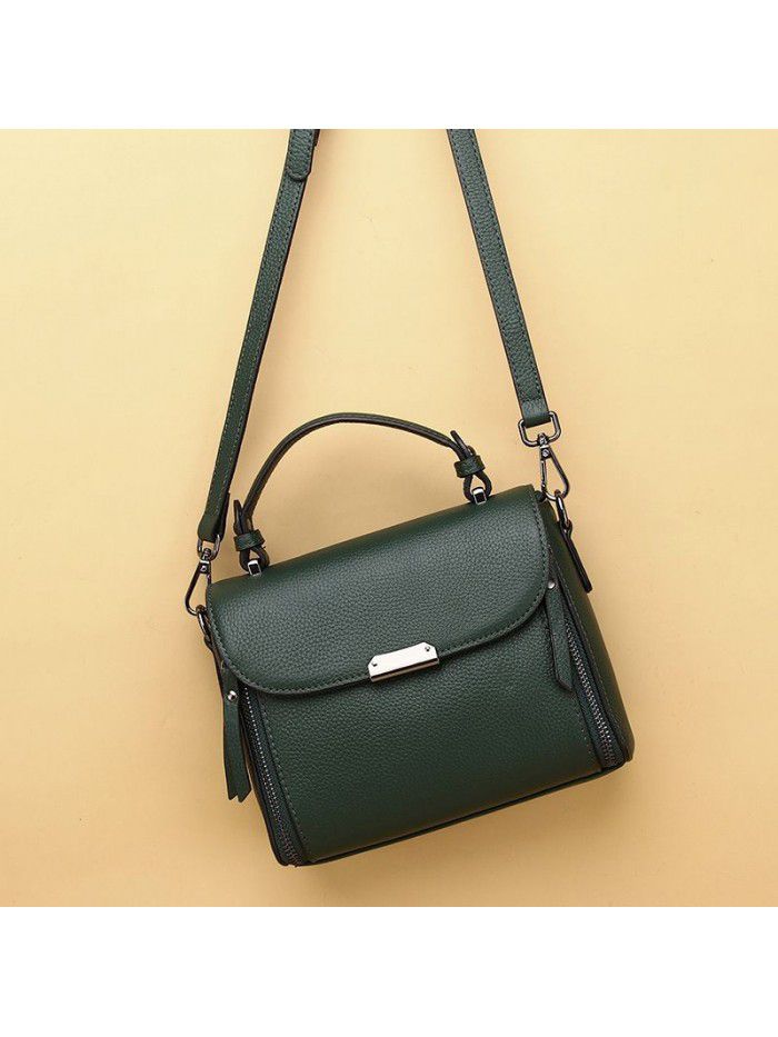 Bag women's leather new 2021 fashion handbag top layer cowhide One Shoulder Messenger Bag trend small square bag 3018