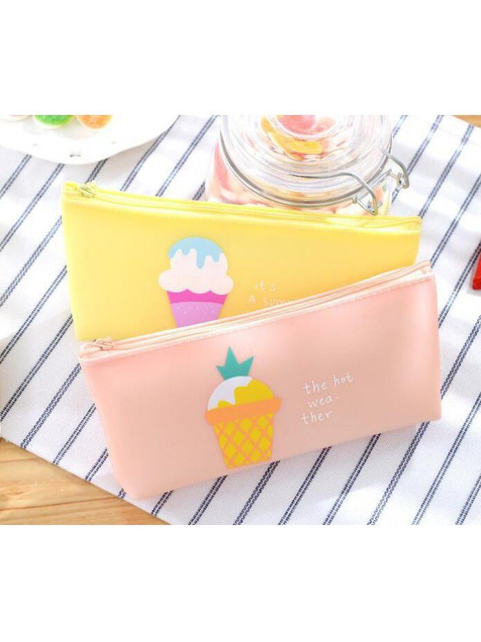 Creative Korean stationery ice cream summer boat pen bag fruit girl large capacity zipper multi-function pen bag