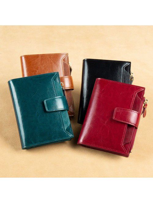  New Retro Leather lady's wallet multi function RF...