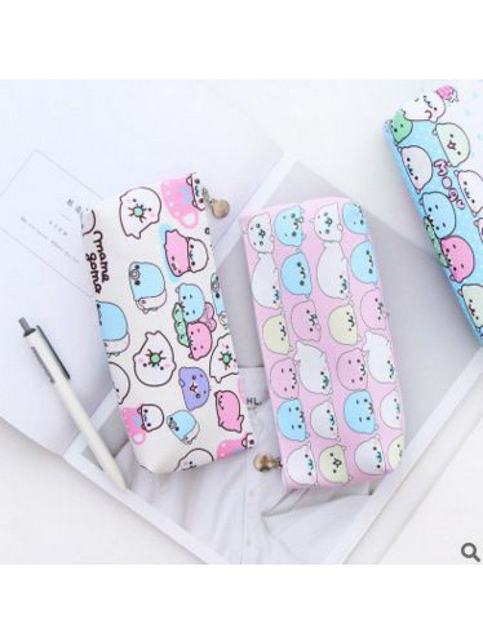 Japanese and Korean stationery wholesale creative corner cute PU leather triangle stationery bag student cute storage pencil bag