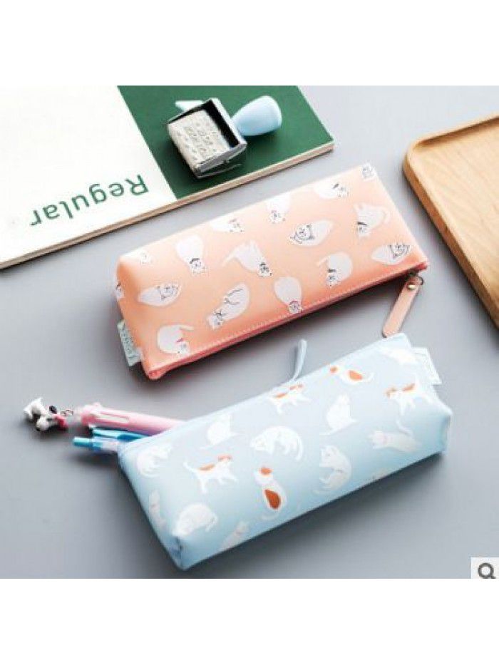 Stationery jelly cute cat stereo silicone simple student pencil bag creative stationery storage cute pen bag