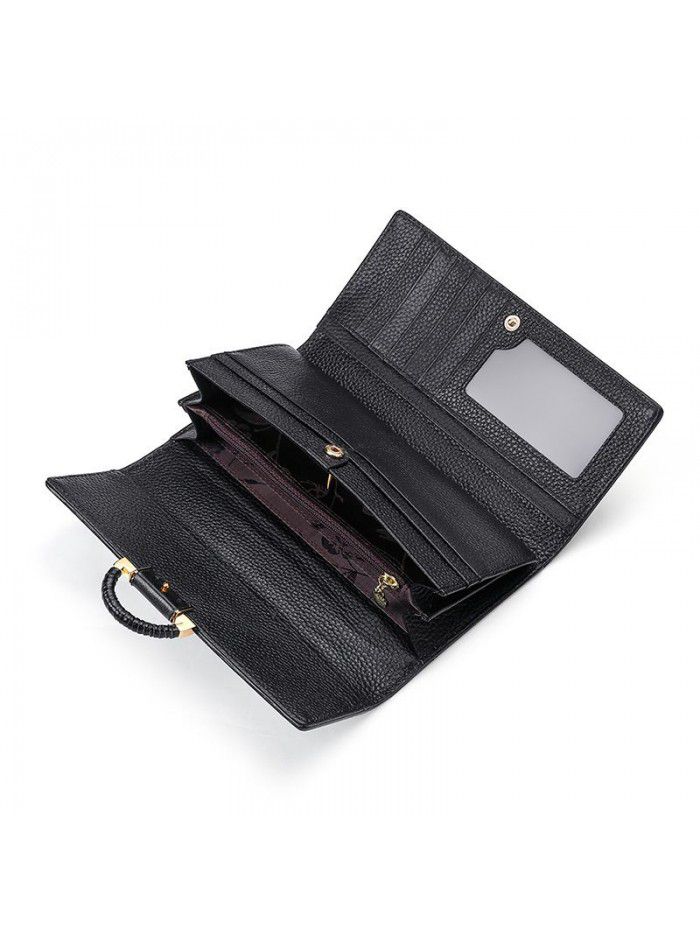 Leather women's Wallet New European and American multi-function wallet with leather top for women's long wallet wallet