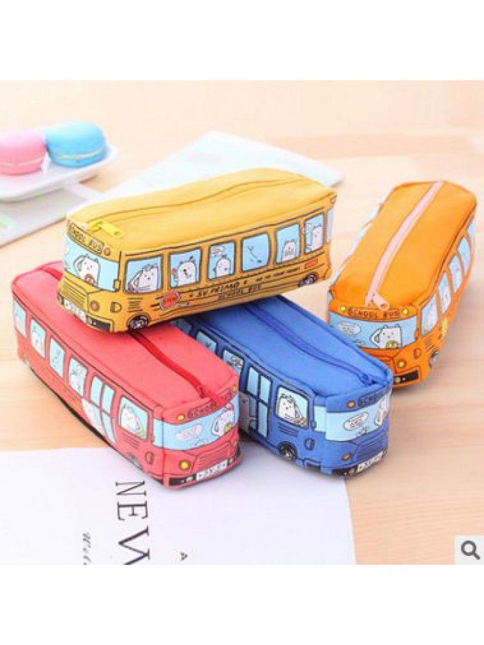  creative student stationery small animal bus pencil case bus pencil case men's and women's canvas stationery case