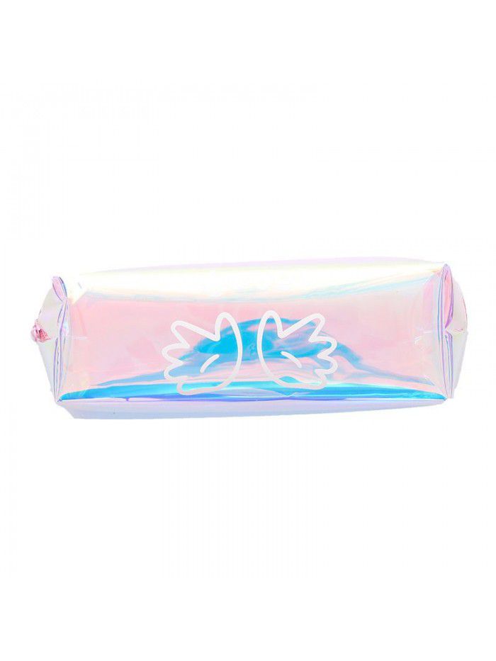 Korean new creative large capacity cool laser pencil case transparent color pencil case student supplies stationery case