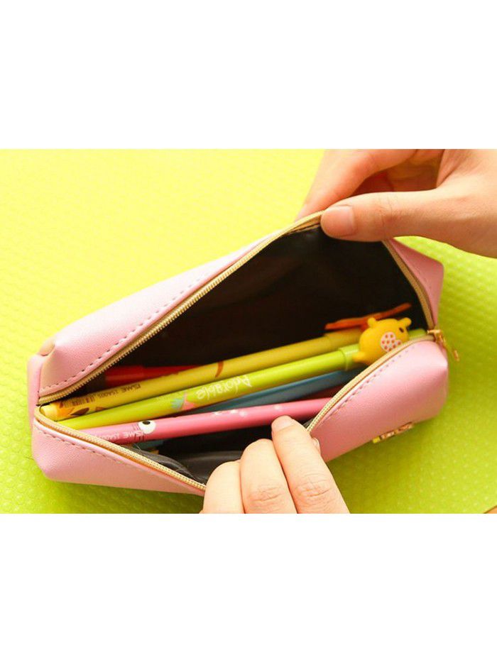 Korean stationery bag cute pony leather pencil case Korean men's and women's creative simple pencil case