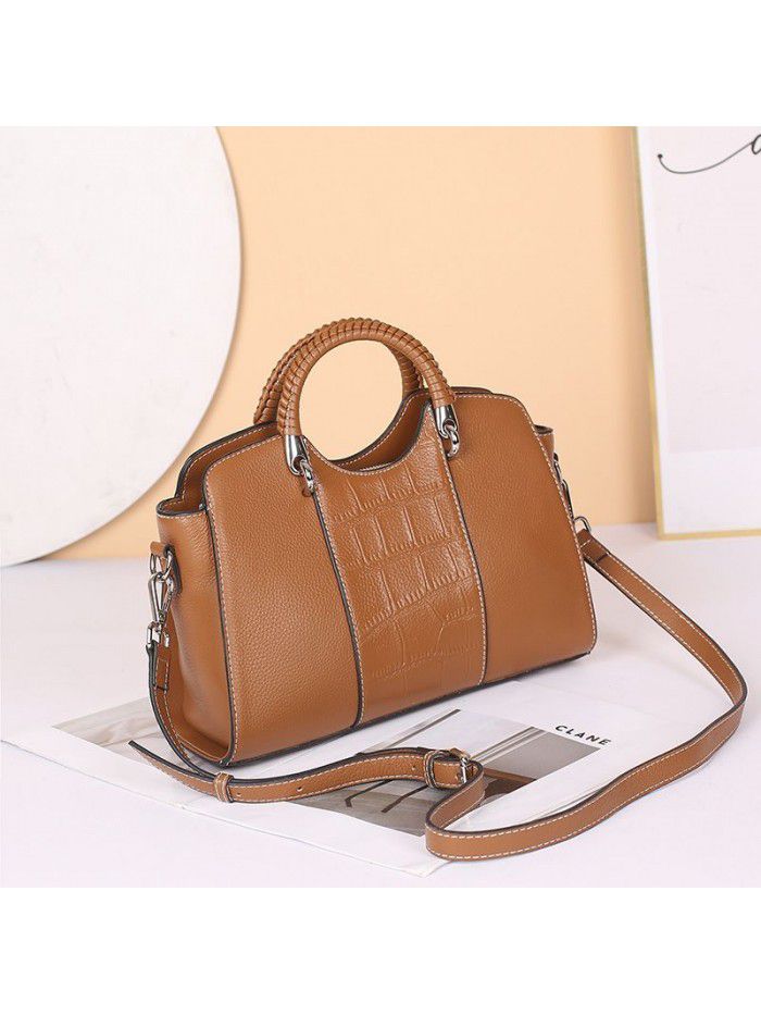 Fashion Cross Border women's bag 2021 new leather handbag crocodile cross shoulder bag trend mother's bag 6129