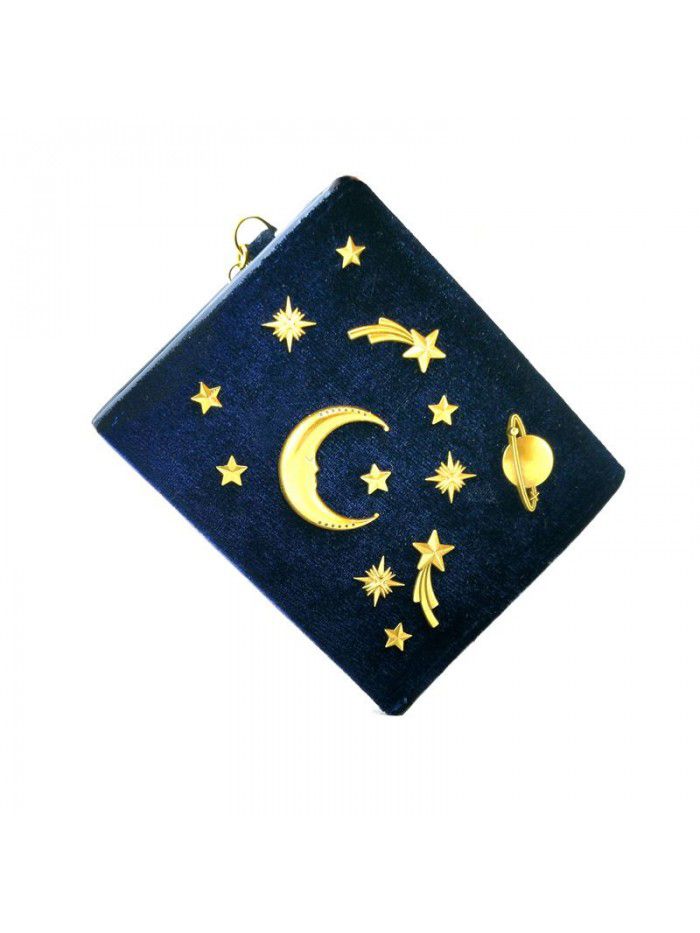  new lady's star moon bag velvet star sky short wallet metal Galaxy card bag zero wallet