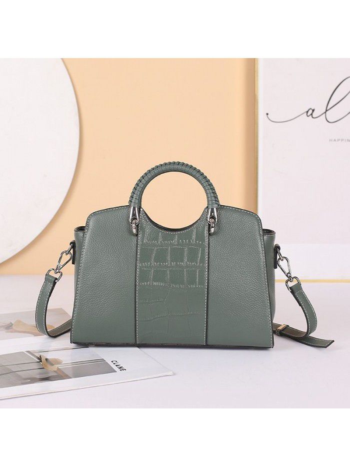 Fashion Cross Border women's bag 2021 new leather handbag crocodile cross shoulder bag trend mother's bag 6129