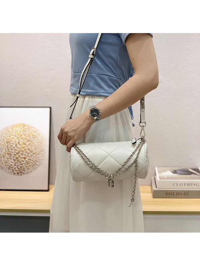 Cowhide single shoulder Crossbody Bag women 2021 new xiaoxiangfeng Lingge chain bag fashion leather women's bag 3318