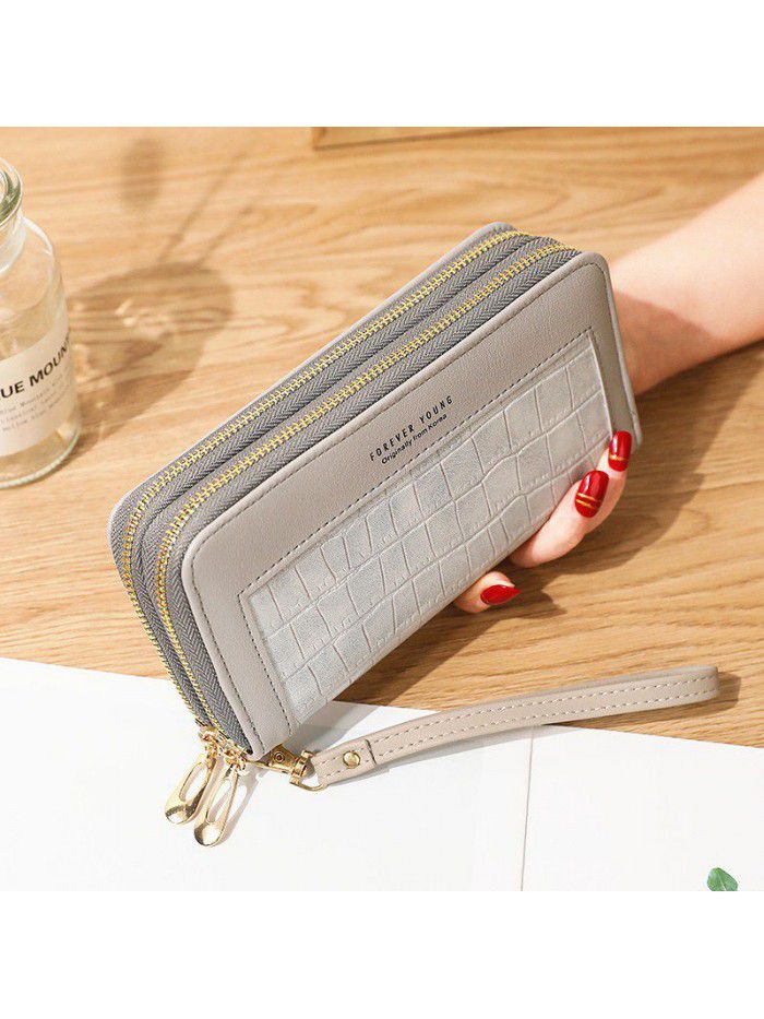 New women's Long Wallet double zipper Korean student stone wallet large capacity hand bag soft zero wallet