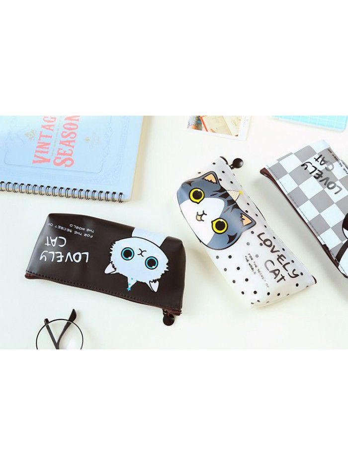 Jelly stationery creative simple cute cat translucent large capacity jelly pencil case for boys and girls