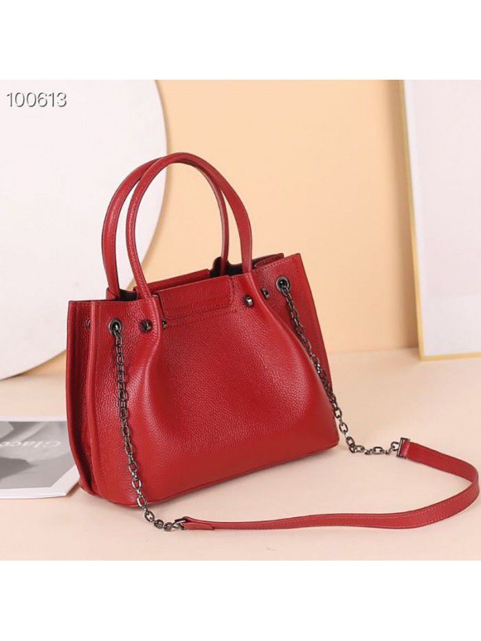 Fashion handbag 2021 new leather women's bag head layer cowhide cross shoulder bag fashion chain bag women's 8161