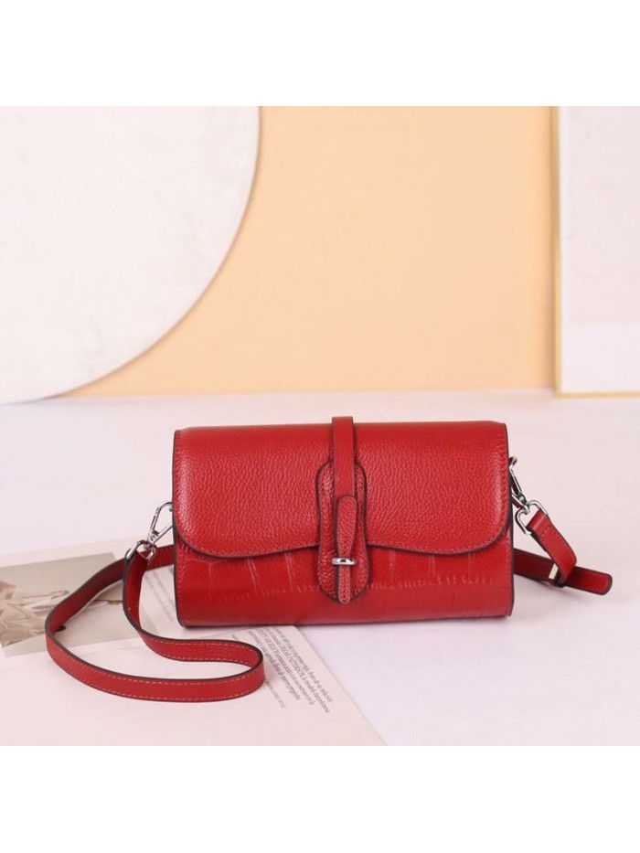 Fashion leather women's bag 2021 new trend women's bag net red underarm bag head layer cowhide cross shoulder bag 8185