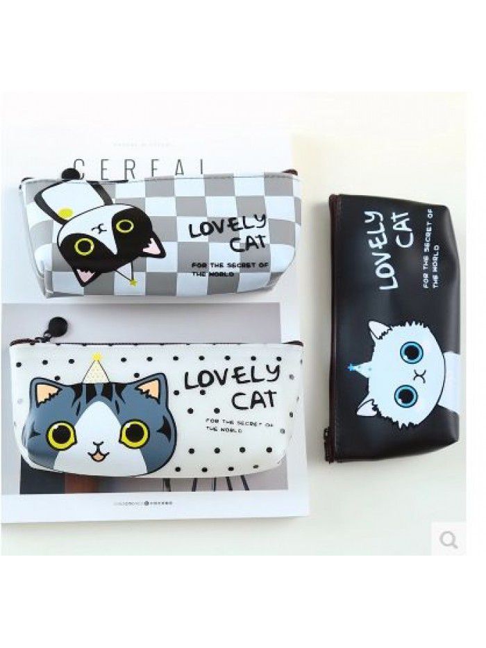 Jelly stationery creative simple cute cat translucent large capacity jelly pencil case for boys and girls