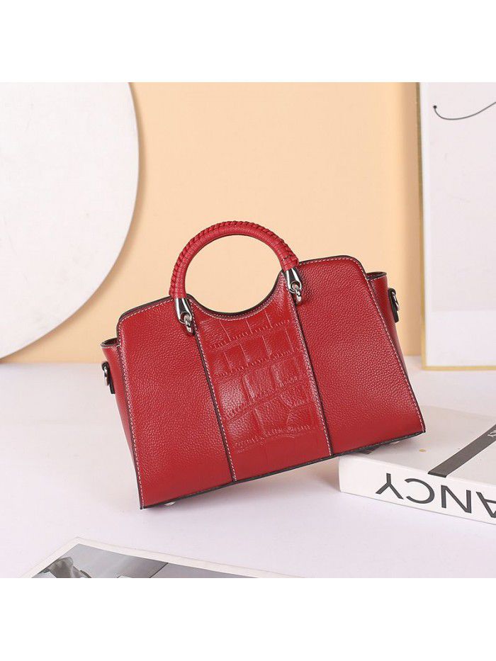 Fashion Cross Border women's bag 2021 new leather handbag crocodile cross shoulder bag trend mother's bag 6129