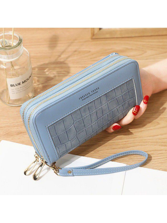 New women's Long Wallet double zipper Korean student stone wallet large capacity hand bag soft zero wallet