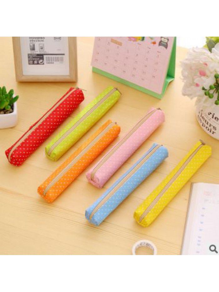 Factory direct sales Korea stationery long wave point candy color pencil bag creative primary and secondary school students pencil bag female