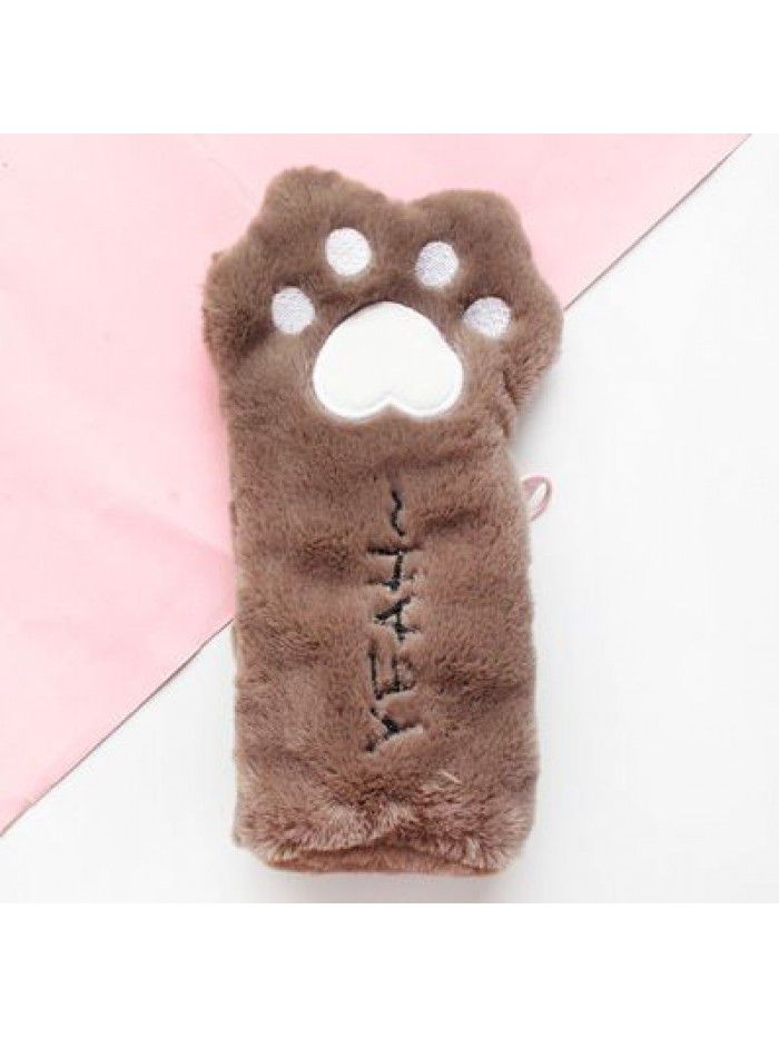 Red cute cat claw pencil bag student large capacity stationery bag pencil bag cute plush cat claw bag