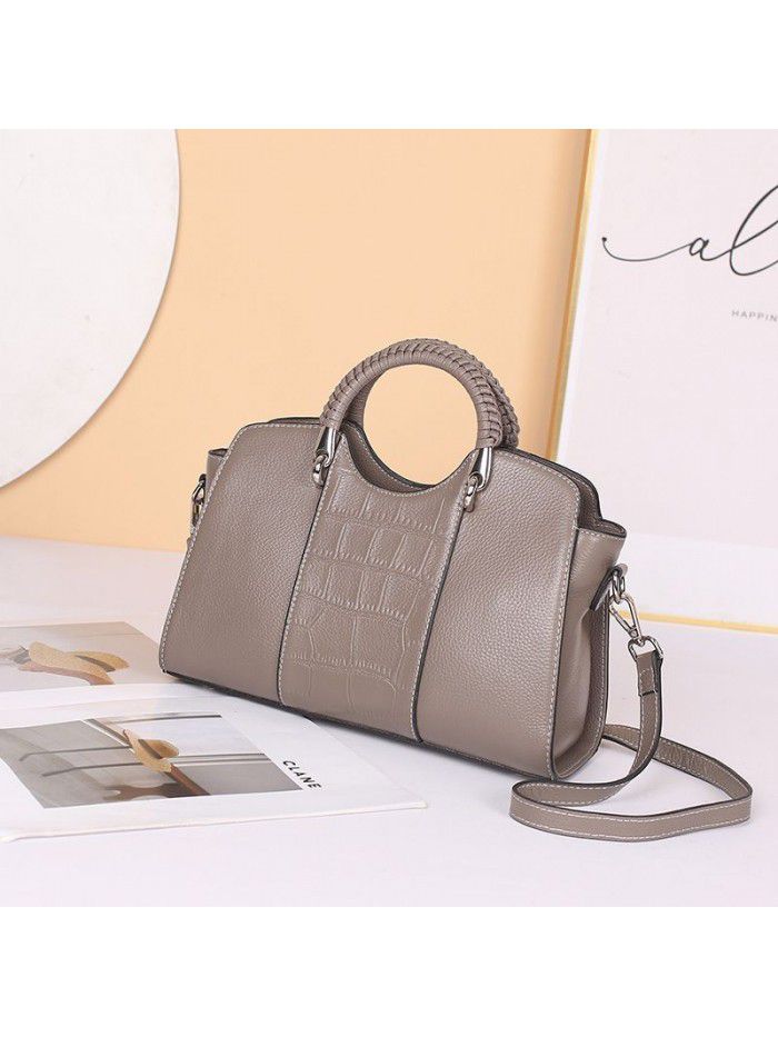 Fashion Cross Border women's bag 2021 new leather handbag crocodile cross shoulder bag trend mother's bag 6129