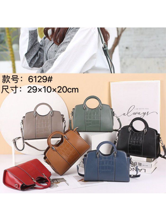 Fashion Cross Border women's bag 2021 new leather handbag crocodile cross shoulder bag trend mother's bag 6129