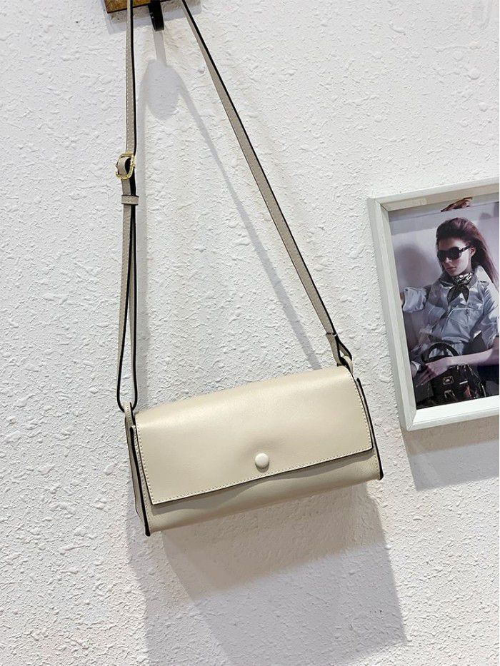 Imported top leather 2021 new simple and fashionable versatile women's leather Single Shoulder Messenger Bag 1996