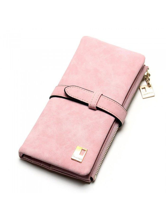 Fast selling popular Korean retro frosted leather 20% off with long wallet multi card women's wallet wholesale