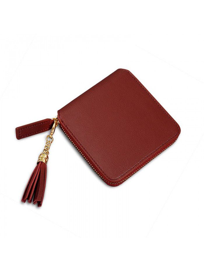 Cross border popular Japanese women's short wallet student square tassel small wallet women's zipper zero wallet