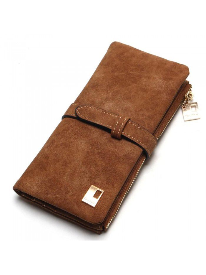 Fast selling popular Korean retro frosted leather 20% off with long wallet multi card women's wallet wholesale