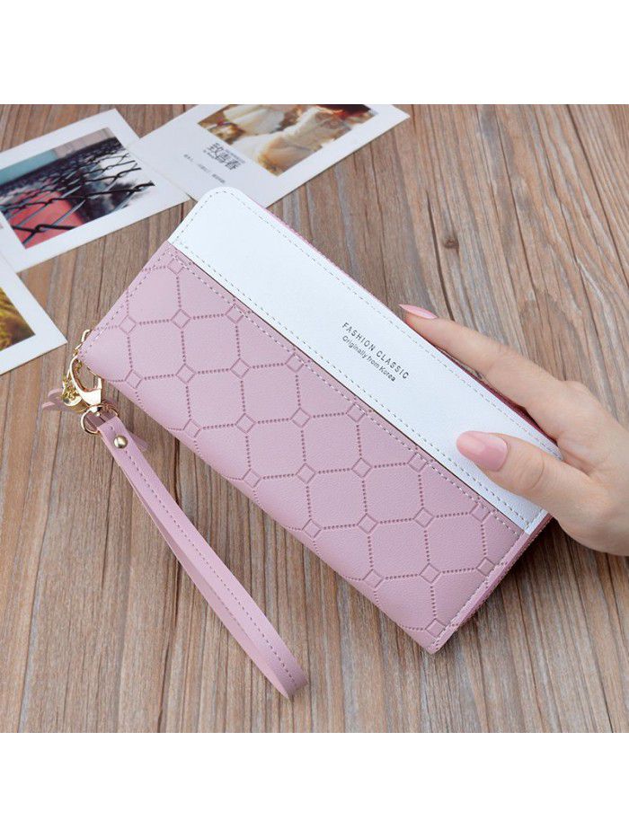  new handbag women's wallet women's long zipper tassel splicing embossed large capacity wallet mobile phone bag