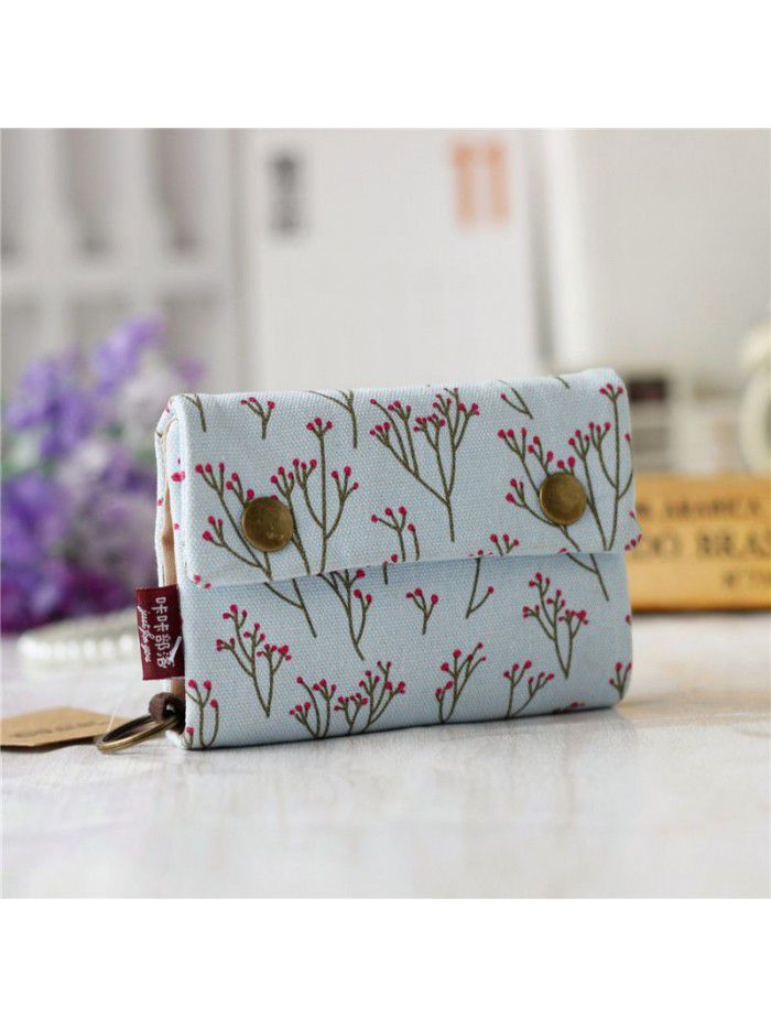 Kaka tribe Korean canvas men's and women's wallets small wholesale Taobao multi-purpose key bag