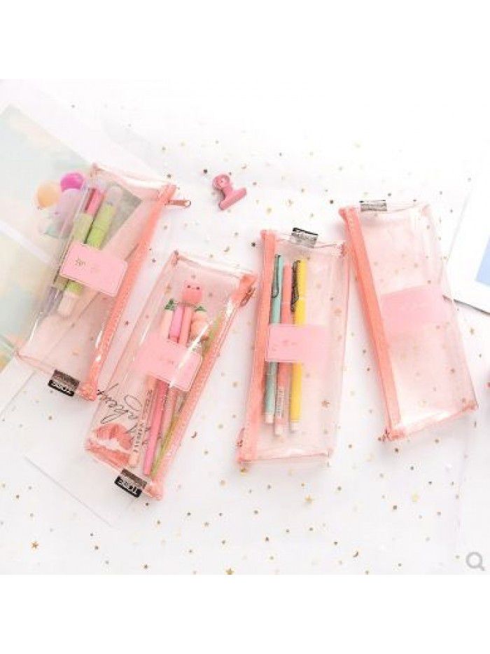 Creative Buddhist girl's simple pencil bag girl's fresh transparent stationery bag student's lovely pencil bag