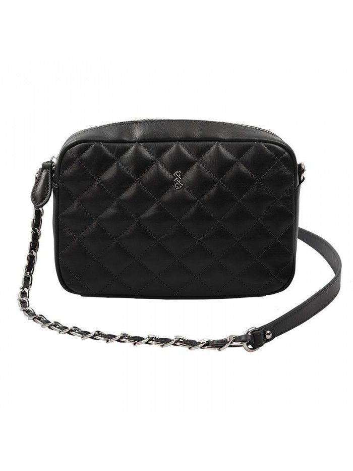  spring new xiaoxiangfeng Lingge Messenger Bag Black simple large capacity one shoulder women's bag chain bag