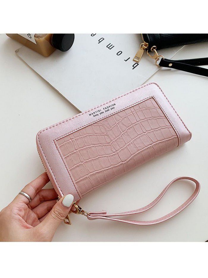 Manufacturer wholesale 2021 spring new wallet lady crocodile long belt wristband hand bag