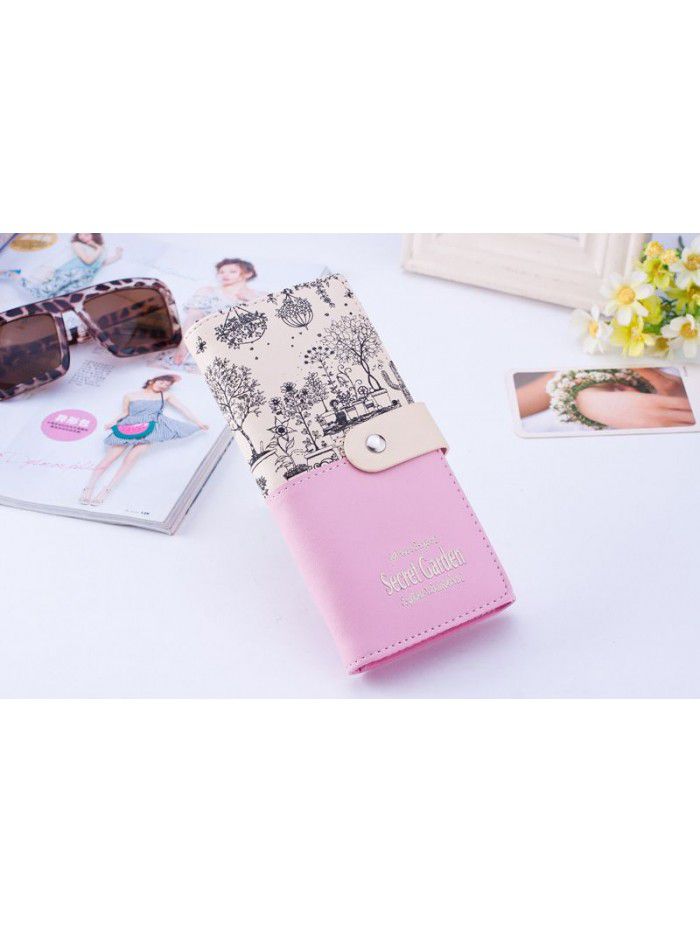 New product quick order fashion landscape Pu large capacity lady's wallet card bag lady's mobile phone hand bag