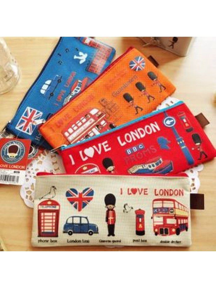 South Korea stationery fly over London Oxford cloth zipper bag student zipper pencil bag stationery bag pen curtain exotic