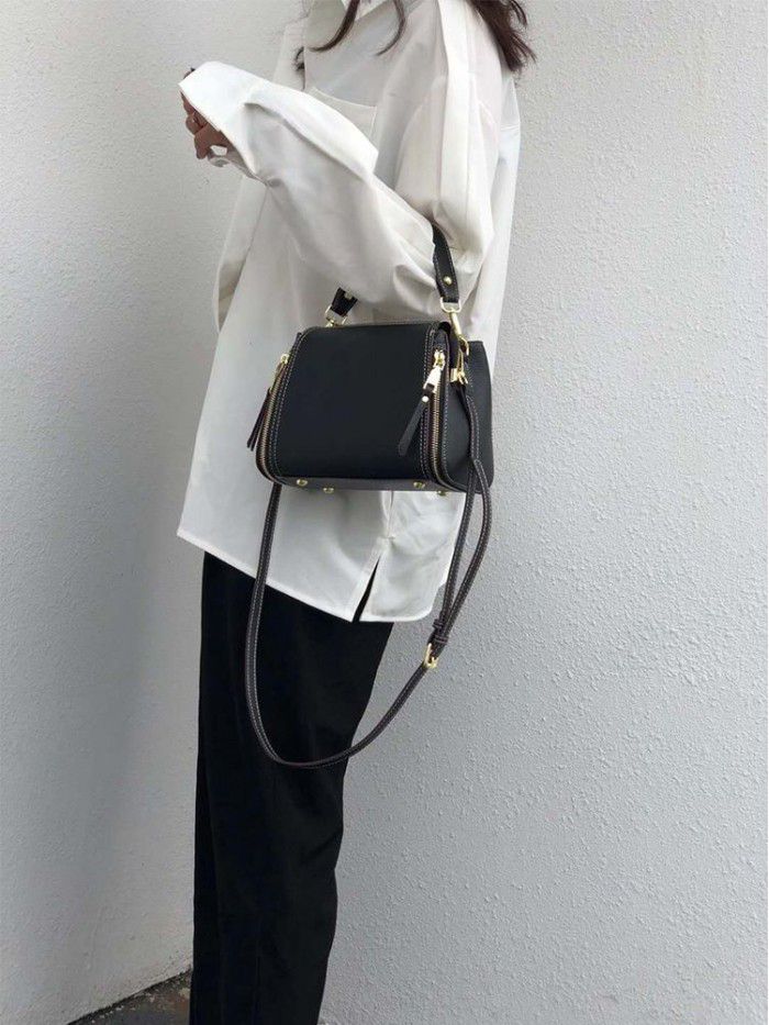 Net red fashion bucket bag 2021 new leather portable messenger bag women's single shoulder cowhide bag 8821