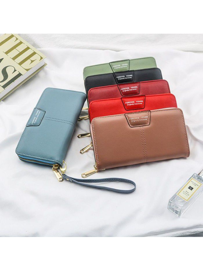 New wallet PU leather wrist bag women's large capacity mobile phone holding bag zipper Long Wallet