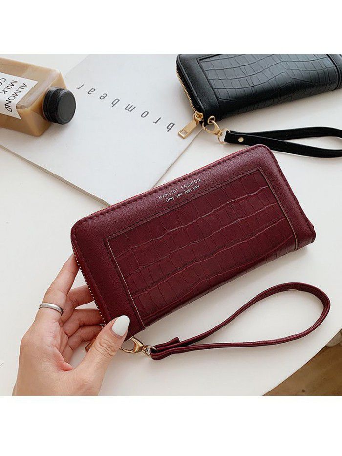 Manufacturer wholesale 2021 spring new wallet lady crocodile long belt wristband hand bag