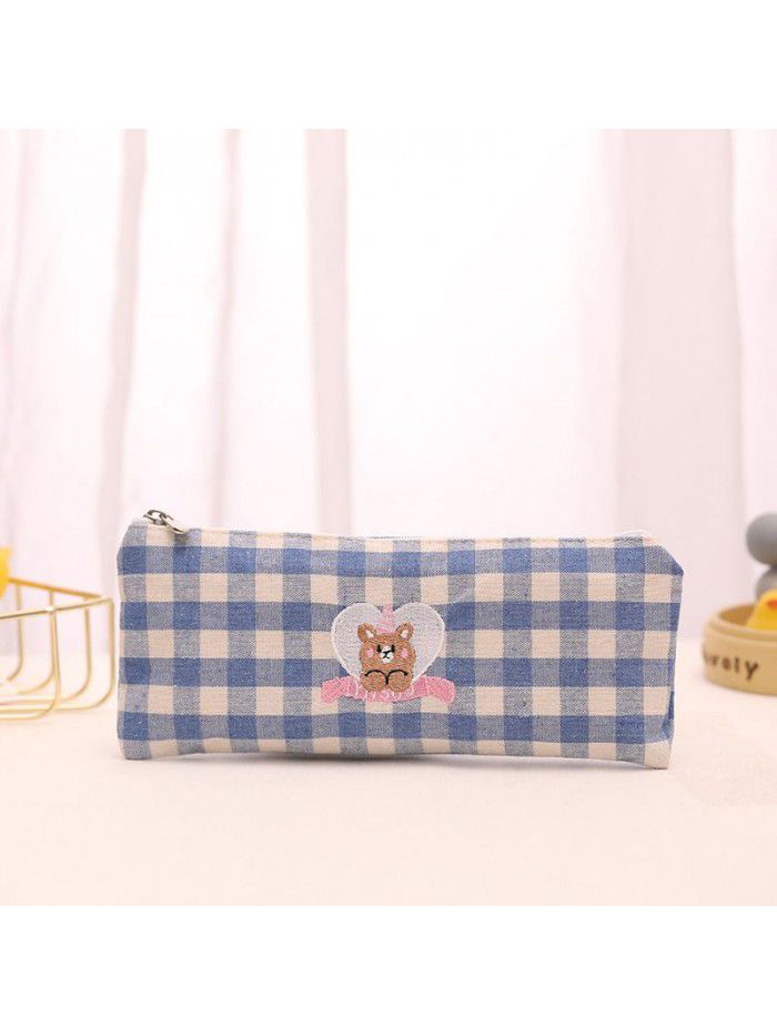 Cartoon embroidered pencil case for junior high school students