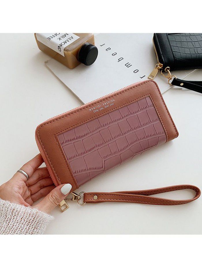 Manufacturer wholesale 2021 spring new wallet lady crocodile long belt wristband hand bag