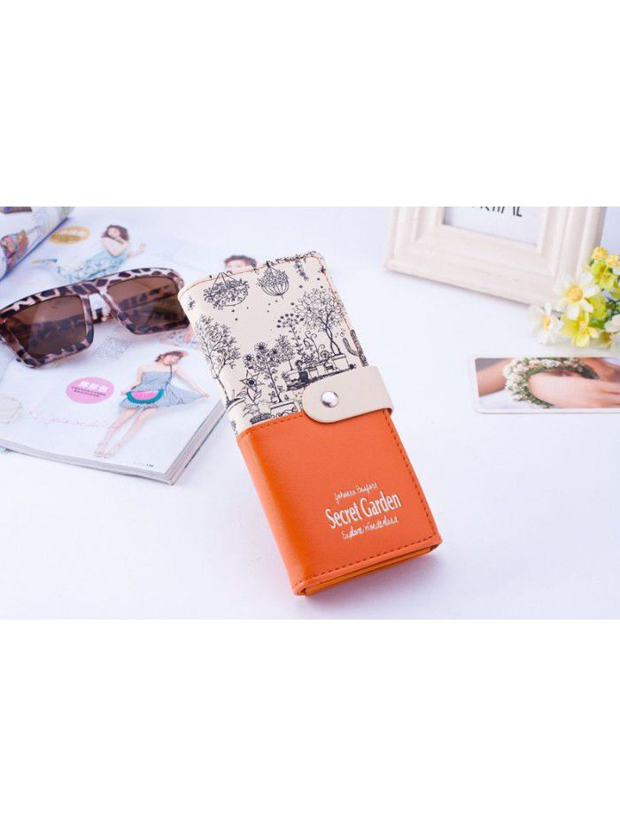 New product quick order fashion landscape Pu large capacity lady's wallet card bag lady's mobile phone hand bag