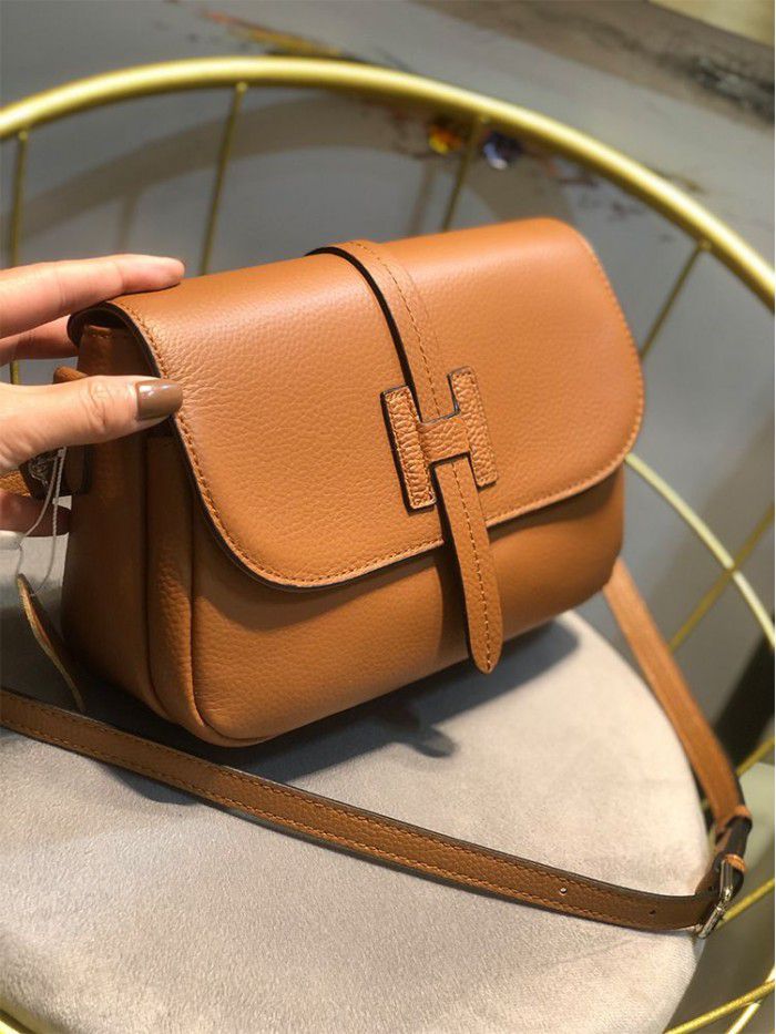 Korean top leather bag women's 2021 new leather bag simple and versatile One Shoulder Messenger Bag 8838