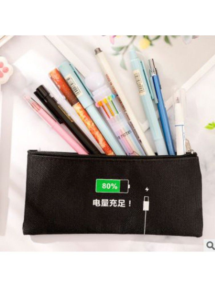 Creative cartoon canvas pencil case high quality Oxford simple stationery case student stationery pencil case