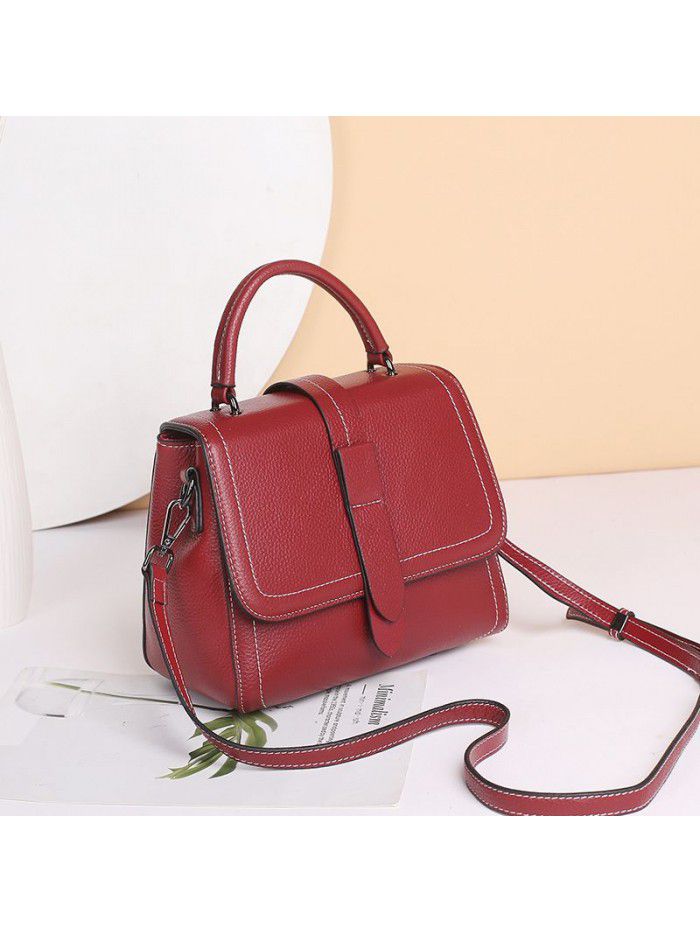 Head leather bag women's 2021 new handbag new Korean one shoulder straddle bag women's leather small square bag 8620