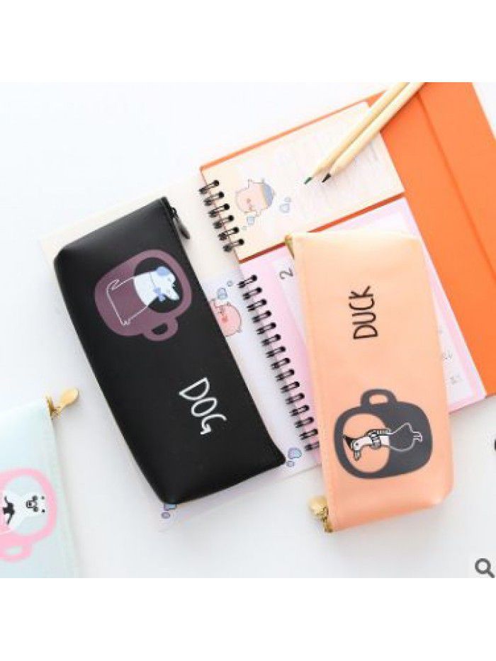 Korean creative cartoon cute animal pencil case children's school supplies stationery case men's and women's pencil case