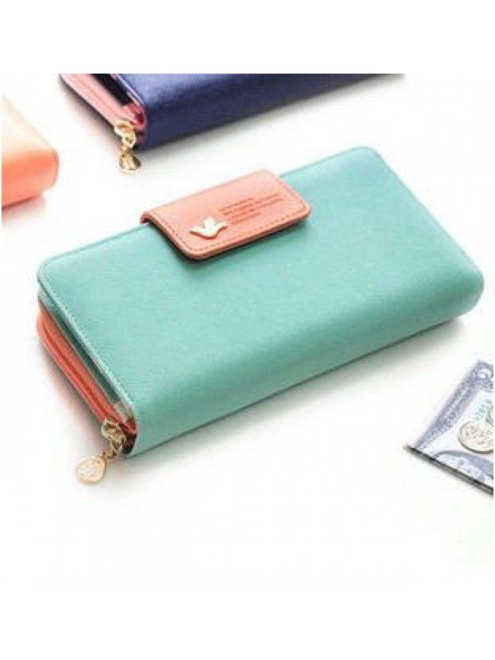 Hot cross border new wallet flying bird buckle Long Wallet Korean high capacity mobile phone bag lady's hand bag