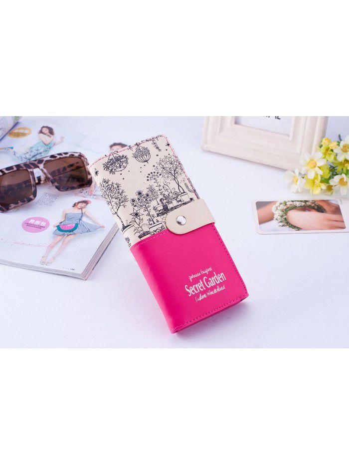 New product quick order fashion landscape Pu large capacity lady's wallet card bag lady's mobile phone hand bag